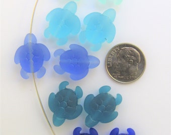 Choose Color 4 turtles Frosted Glass Bead Sea Glass Turtle 23mm Sea Glass Turtle Pendant Jewelry Making Supply Beach Glass Beads