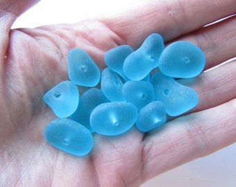 Cutlured Sea Glass BEADS nugget bead u-pick Stacking 12 pc frosted matte finish bead supply for making beachy jewelry