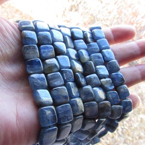 Natural Blue KYANITE BEADS 10mm Square Natural Gemstone bead supply for making jewelry