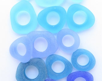 Mattglas RINGE Seeglas Anhänger: Großes Loch Fancy Ring Beads, diy Beach Crafts