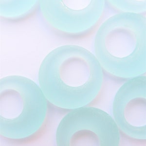 Frosted Sea Glass Ring Pendants: Large Hole Donut Beads (28mm)