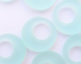 Frosted Glass Ring PENDANTS 28mm RINGS Pairs Large Hole donut bead supply for making jewelry