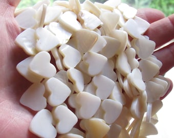 Heart BEADS 13 x 13-14mm Natural White Shell beach lover bead supply for making jewelry