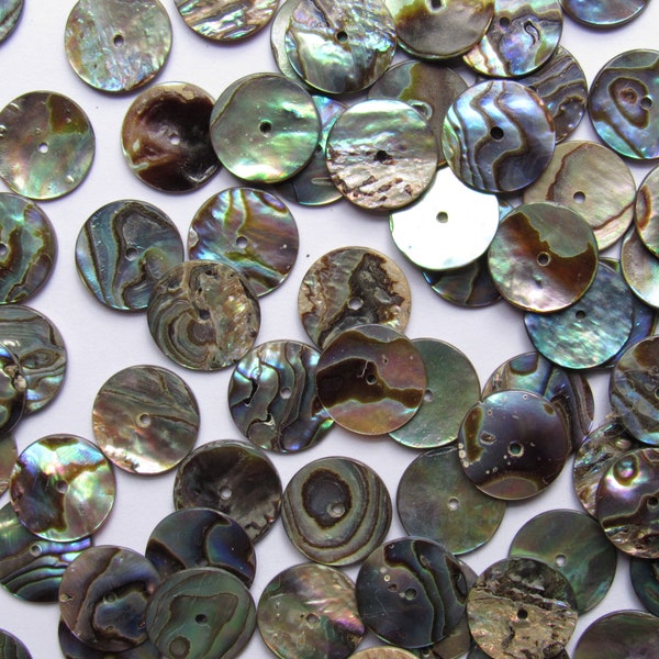 Natural Abalone SHELL BEADS 12mm Flat Round Center Drilled 1mm thick uniform supplies for making jewelry