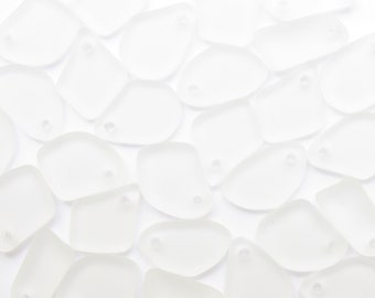 Cultured Sea Glass Pendants: Frosted Clear DIY Jewelry Beads (15mm)