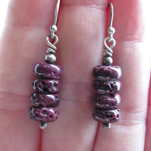 Handgemachte Sterling Silber Orange oder Lila Spiny Oyster Tropfen Baumeln Ohrringe