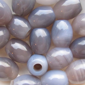Large Hole Gemstone Beads Agate Large Hole JBEADS 18 - 19mm Barrel Natural Grey good for leather cord