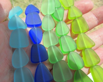 Small Cultured Sea Glass Beads: Frosted Recycled DIY Jewelry Supply, 5 Strands, 15mm