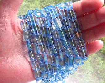 Glass CZECH BEADS Table Cuts 12x8mm Rectangle Blue Light Green Pink Window bead supply for making jewelry