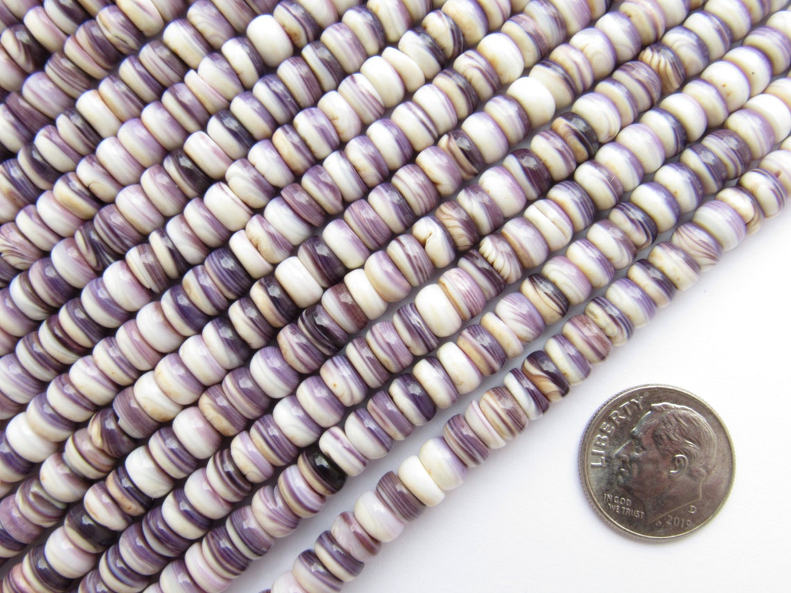 Genuine Wampum BEADS 6mm Rondelles Quahog Natural Purple Shell Etsy