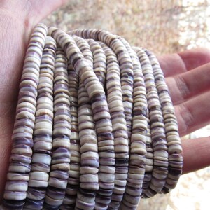 Wampum BEADS 6mm heishe Natural Purple SHELL Quahog bead supply for making jewelry