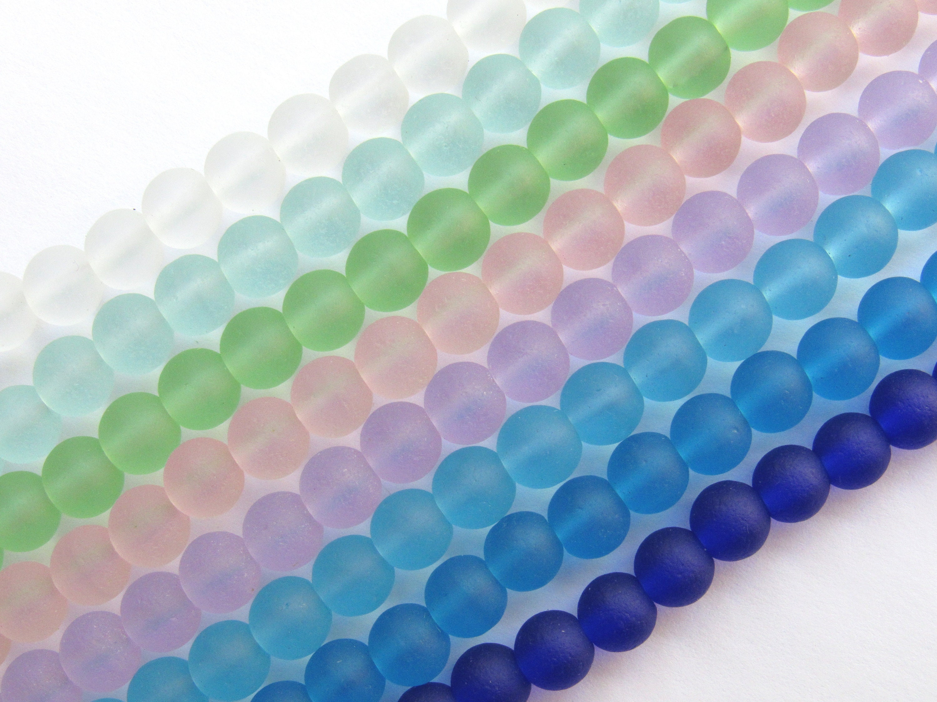 Sea Glass BEADS 6mm Round UPick Assorted 8 strands Aqua Blue Etsy