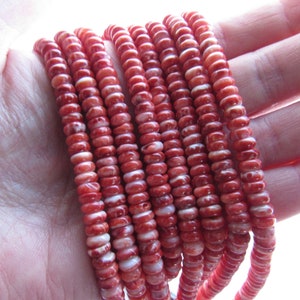 rare Red Spiny Oyster BEADS 6mm Rondelles Sea SHELL jewelry bead supply