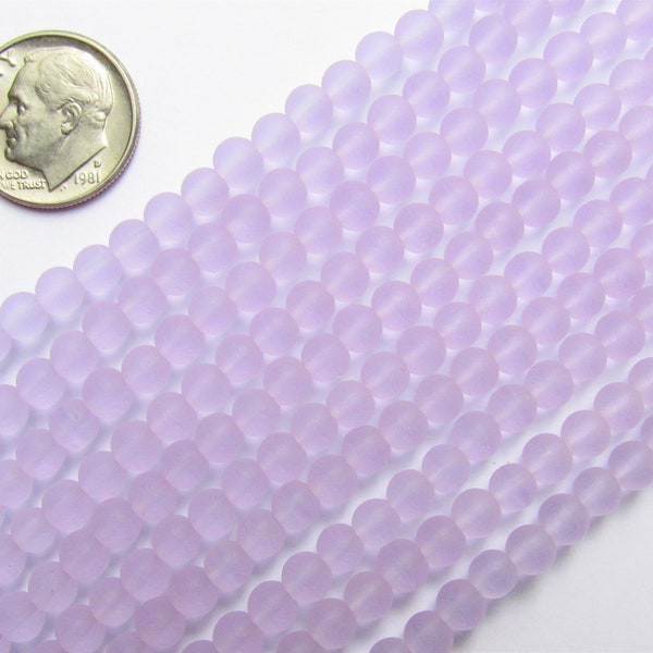 Cultured Sea Glass BEADS 4mm Round U-Pick Clear Green Purple bead supply bulk strands for making jewelry