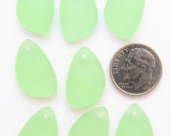 Frosted Sea Glass Teardrop Pendants: Paired DIY Jewelry Supply (21x13mm)