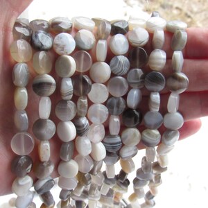 Banded AGATE BEADS 10mm Coin flat round strand bead supply for making jewelry