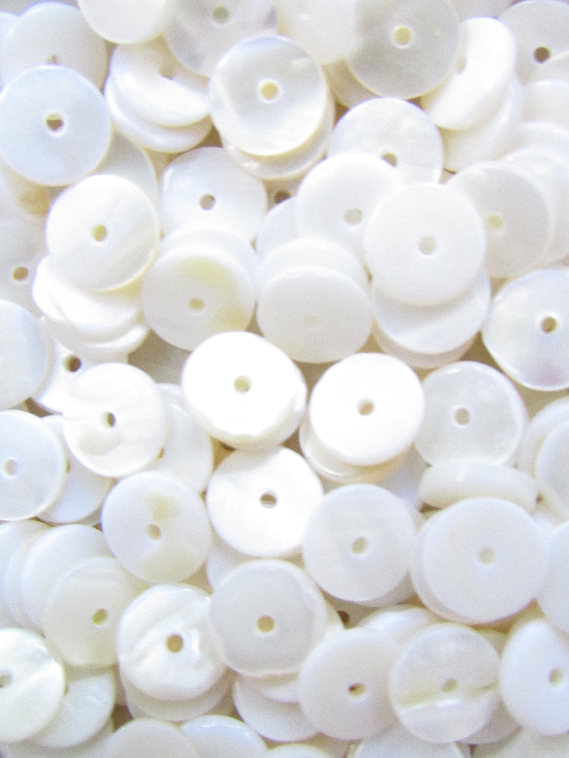 Mother of Pearl Beads: 8mm Flat Round Disk Shell Bead Supply - Etsy