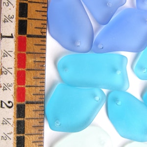 2 hole Cultured Sea Glass Pendant: 1" Double Hole Connector Bead Drilled Beach Glass Making Jewelry Supply image 3