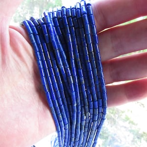Natural Lapis Lazuli BEADS 3x5mm Tube brilliant Blue AB Grade Gemstone bead supply for making jewelry
