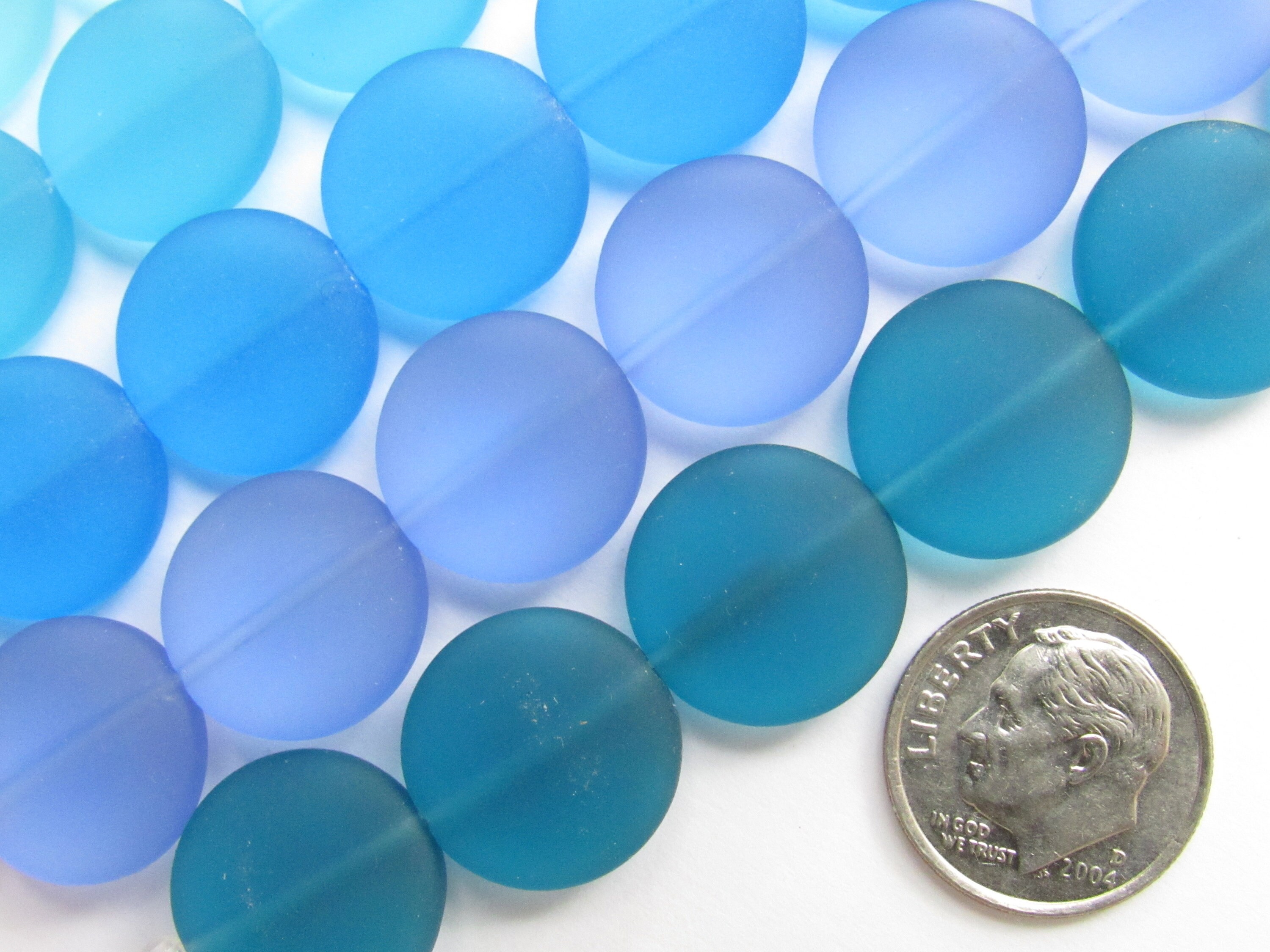 Jewelry Supplies Cultured Sea Glass Beads 15mm Coin Flat Round Etsy
