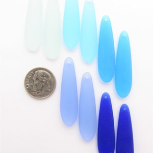 Cultured Sea Glass Teardrop Pendants: Frosted Jewelry Making Supply (38x10mm)