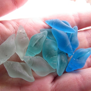 Bead Supply Cultured Sea Glass PENDANTS 26x12mm Conch SHELL Top Drilled assorted pairs Great for making jewelry