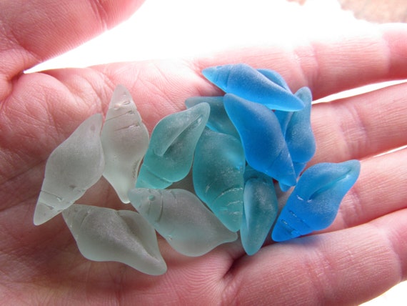 Conch Shell Pendants:  Top Drilled Seaglass 3 colors Jewelry Making Supply (26x12mm)