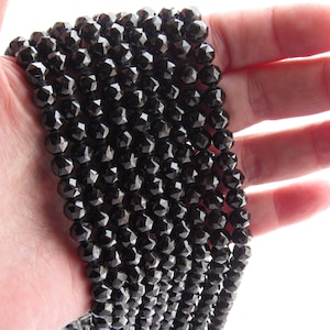 Black SPINEL BEADS faceted 7mm round natural gemstone strands diy bead supply for making jewelry unique design