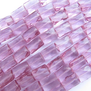 AMETHYST BEADS 10x7mm Faceted Rectangle Natural Light & Purple Quartz bead supply making jewelry