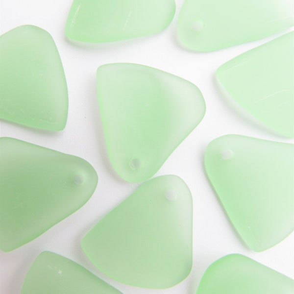 Cultured Sea Glass PENDANTS Fancy Triangle 29x25mm u-pick color Large 3mm Hole beach jewelry bead supply