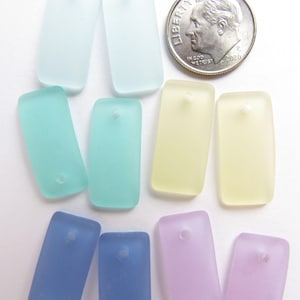 Rectangle Cultured Sea Glass PENDANTS 22x11mm pairs assorted colors top Drilled bead supply diy seaglass jewelry supply great for earrings