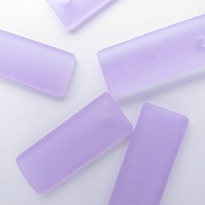 Cultured Sea Glass PENDANTS Rectangle 35x14mm pairs GREEN PINK Black u-pick color matte finish bead supply