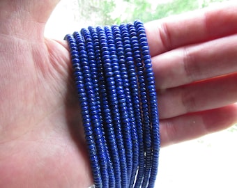 Perle rondelle di lapislazzuli 4 x 2 mm / Grado AB+ Blu naturale