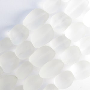 Drilled Sea Glass Beads: Frosted Nugget Beads for Jewelry Making