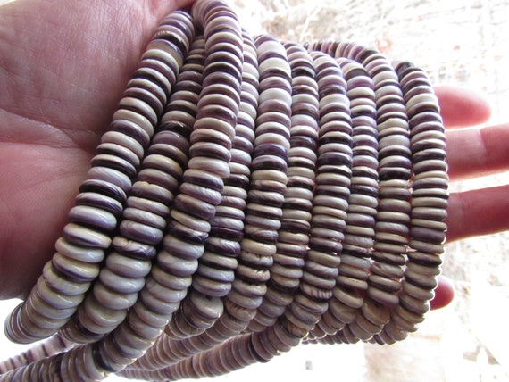 Wampum Shell BEADS 10mm Natural Quahog Shell Mercendaria USA Strand Bead  Supply for Making Jewelry 