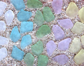 1" Cultured Sea Glass Pendants: 5 Light colors, Frosted, Making Jewelry Quality Supply