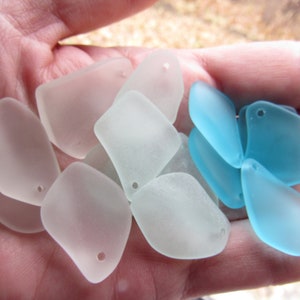 Cultured Sea Glass PENDANTS 1" Assorted flat free form Top Drilled bead supply for making jewelry