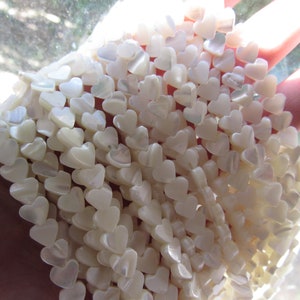 White Shell BEADS 6mm HEART strands diy making jewelry bead supply