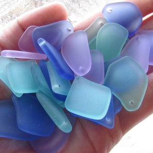 Cultured Sea Glass PENDANTS 1" Assorted flat free form Top Drilled bead supply for making jewelry