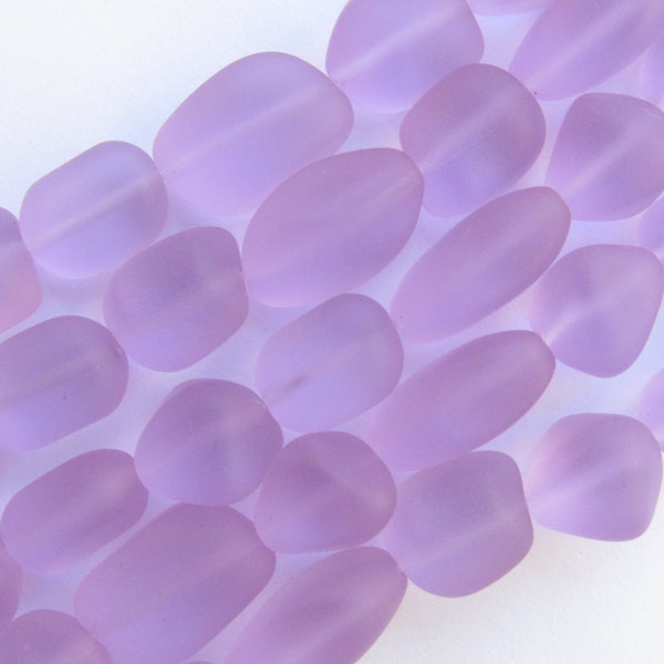 Cultured Sea Glass BEADS free form nugget appr 15mm frosted matte bead supply for making beachy jewelry