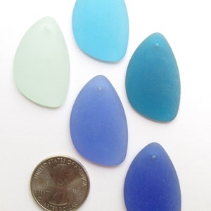 5 pc Cultured Sea Glass PENDANTS 36x24mm top drilled Necklace pendant bead supply making jewelry