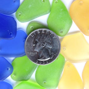 2 hole Cultured Sea Glass Pendant: 1" Double Hole Connector Bead Drilled Beach Glass Making Jewelry Supply image 10