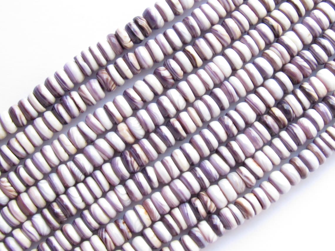Genuine Purple Wampum BEADS 5mm Rondelles Natural Quahog Shell Etsy