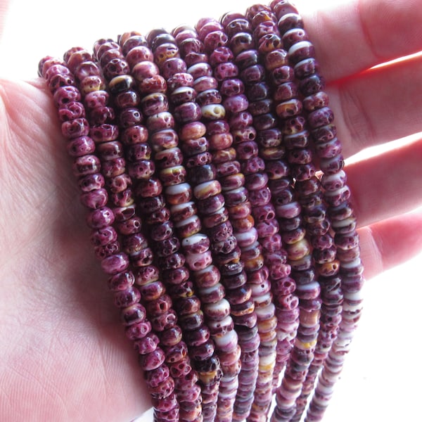 Purple Spiny Oyster BEADS 6mm Rondelles Natural SHELL quality bead supply for making jewelry