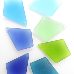Diamond Sea Glass Pendants: Frosted Jewelry Making Supplies (37x27mm)