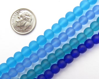 Cultured Sea Glass Round Beads - 6mm - Frosted Matte - Choose Your Palette - 4 Strands