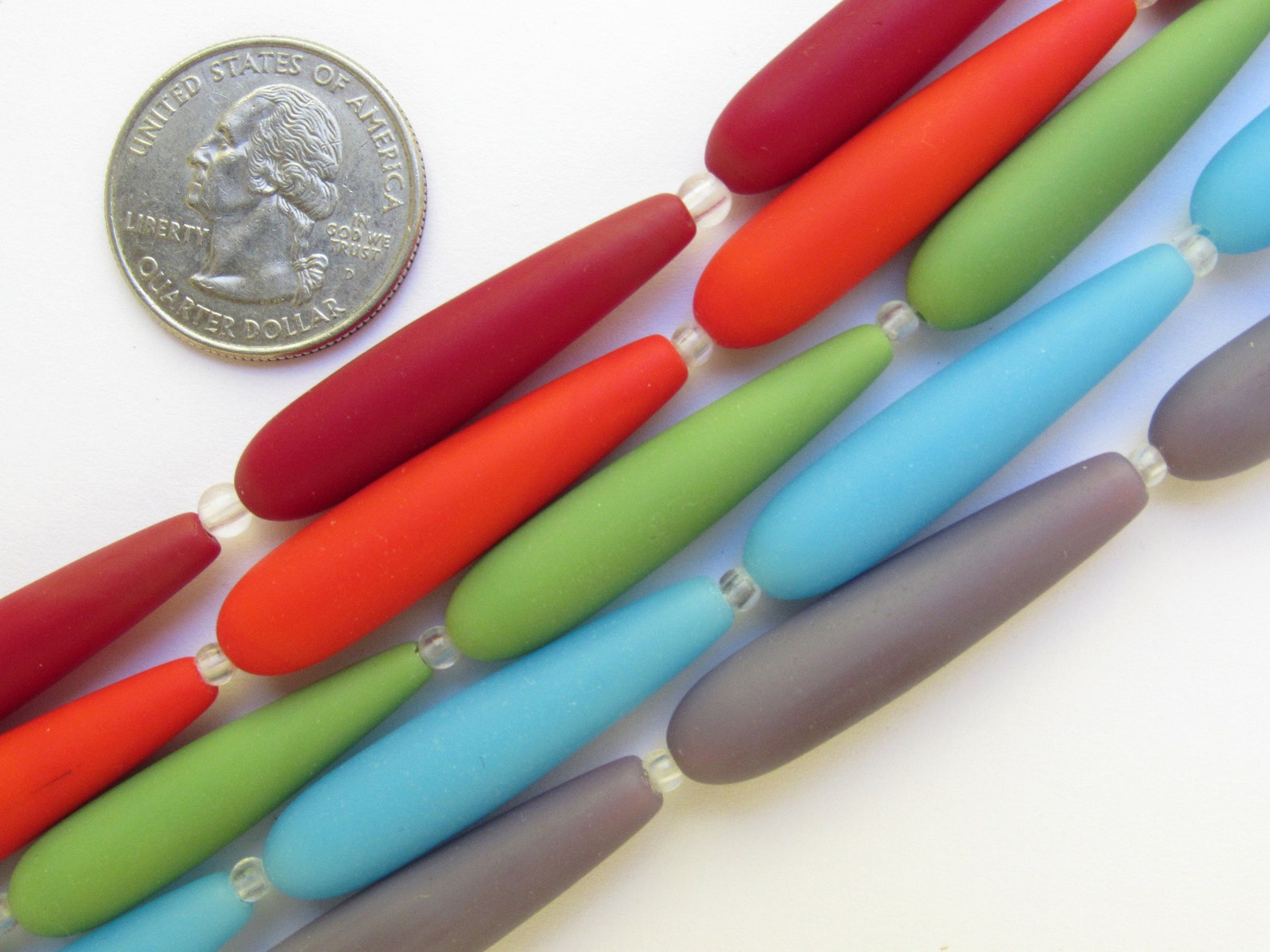 Bead Supply Froted Glass BEADS 38x9mm elongated teardrop Etsy