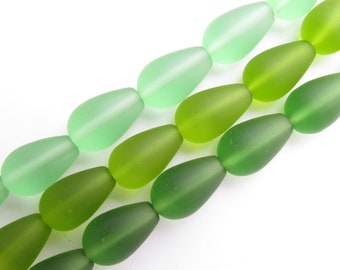 Cultured Sea Glass BEADS Teardrop 16x10mm U-Pick ASSORTED 3 Strands assorted bead supply diy jewelry