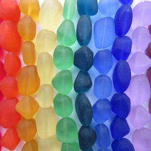 Cultured Sea Glass Beads: Frosted Nugget Jewelry Supply