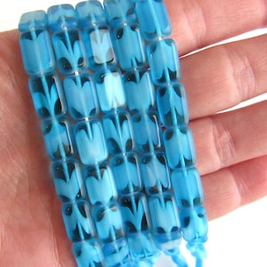 CZECH Glass BEADS Table Cut 12x8mm Rectangle Blue/White Green/White Picasso supply for making jewelry